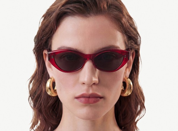 Front view of a pair of eyeglasses called the Luna in Crimson