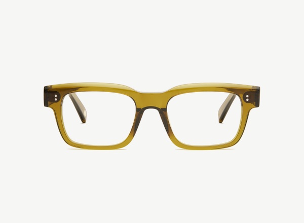 Front view of a pair of eyeglasses called the Expert in Olive