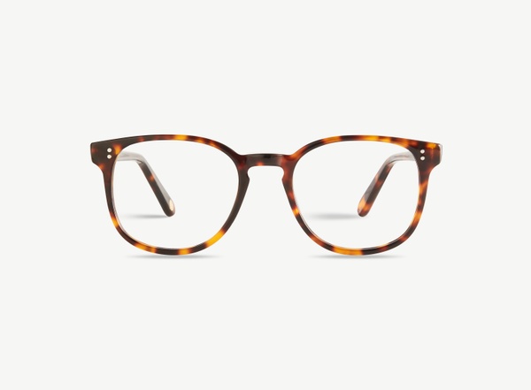 Front view of a pair of eyeglasses called the Superhero in Tortoise