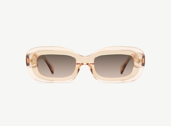 Front view of a pair of eyeglasses called the Serene in Nude Fuse