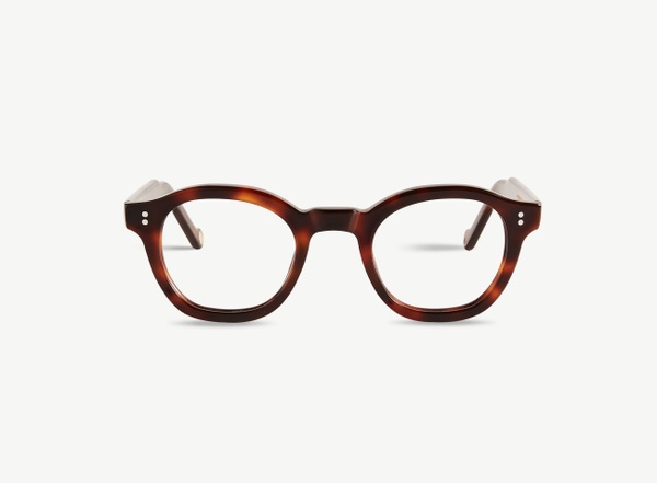 Front view of a pair of eyeglasses called the Designer in Cognac