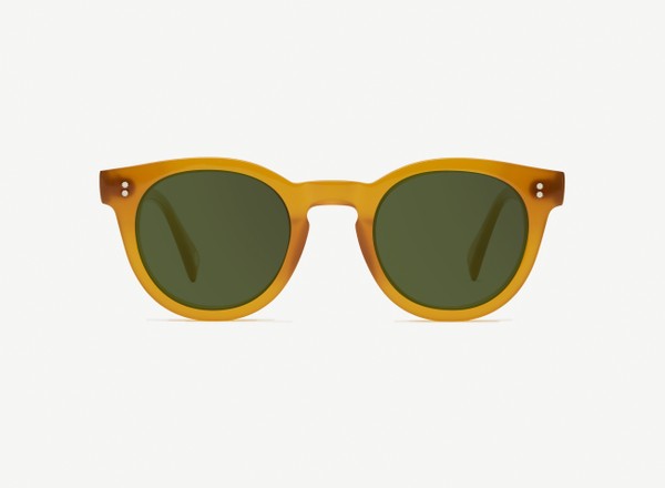 Front view of a pair of eyeglasses called the Messenger in Marigold