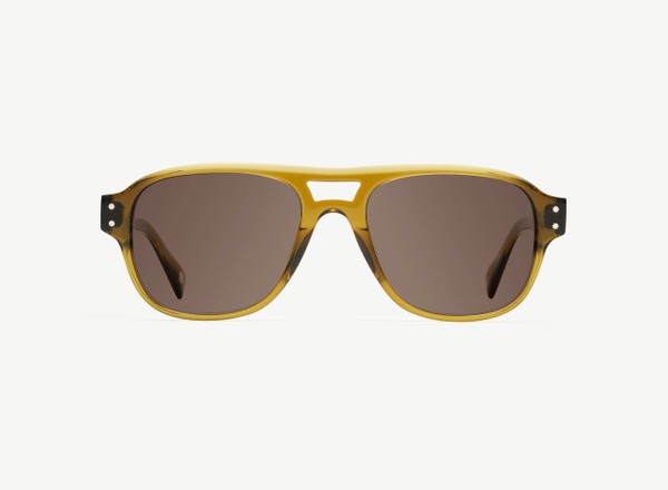 Front view of a pair of eyeglasses called the Submariner in Olive