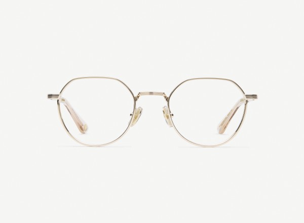 Front view of a pair of eyeglasses called the Scholar in Gold