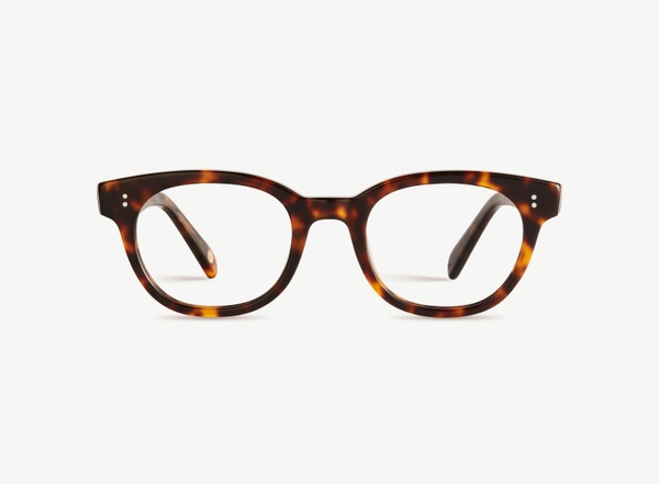 Front view of a pair of eyeglasses called the Epicure in Tortoise