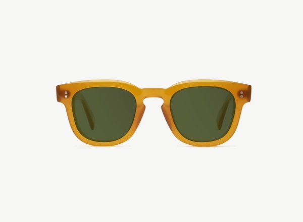 Front view of a pair of eyeglasses called the Romeo in Marigold
