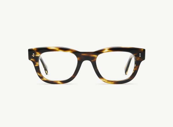 Front view of a pair of eyeglasses called the Navigator in Tobacco