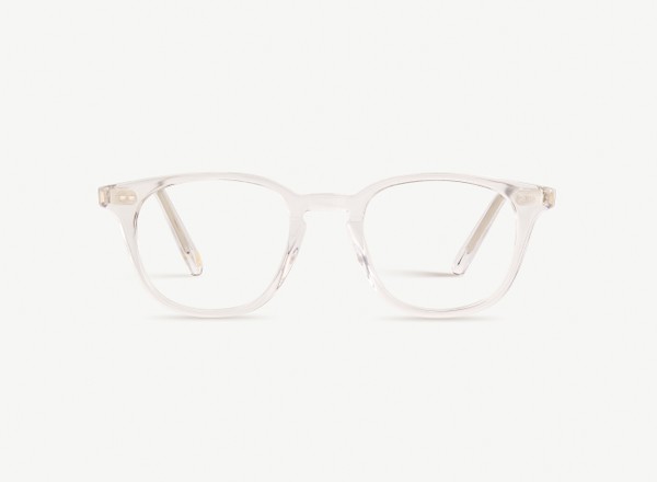 Front view of a pair of eyeglasses called the Samaritan in Crystal