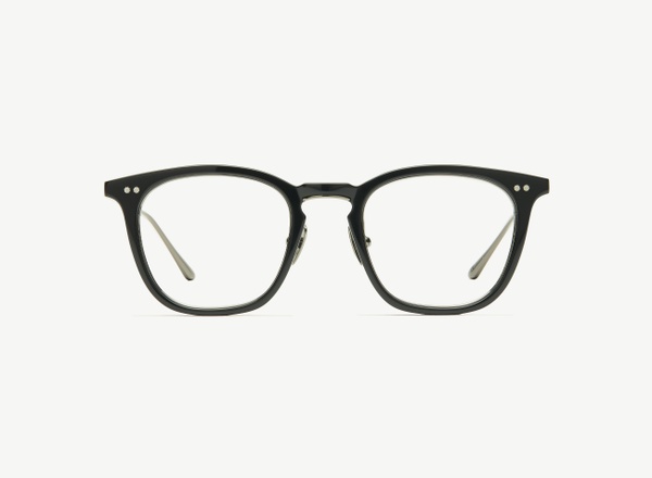 Front view of a pair of eyeglasses called the Trader in Black
