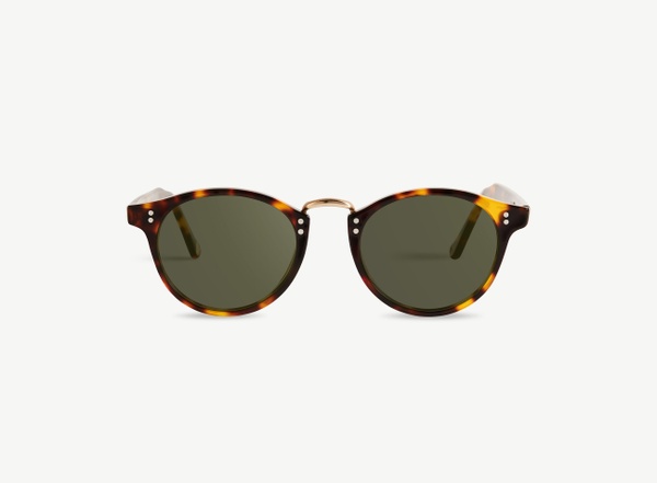 Front view of a pair of eyeglasses called the Saint in Tortoise