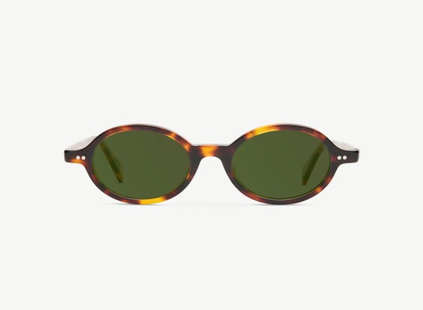 Front view of a pair of eyeglasses called the Archivist in Tortoise
