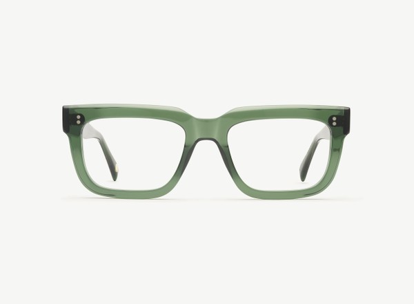 Front view of a pair of eyeglasses called the Torino in Jade