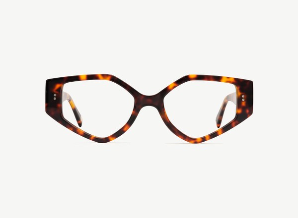 Front view of a pair of eyeglasses called the Violinist in Tortoise