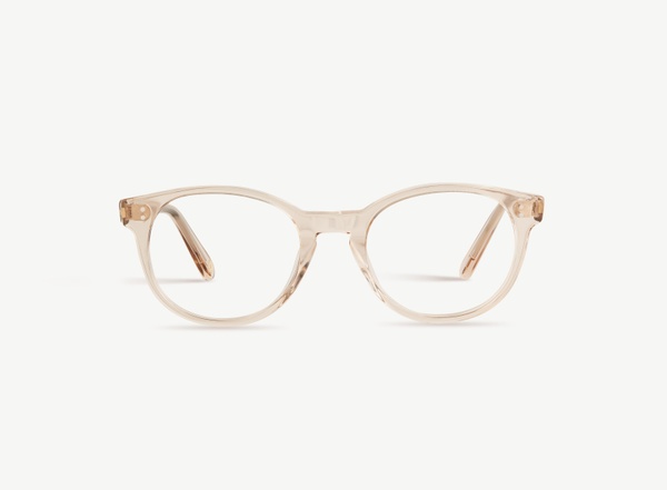 Front view of a pair of eyeglasses called the Londoner in Nude