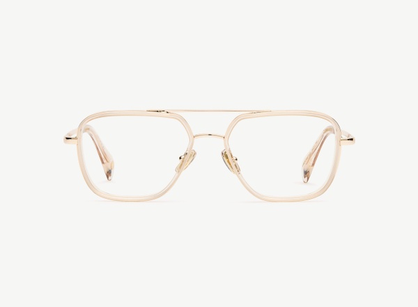 Front view of a pair of eyeglasses called the Commander in Nude
