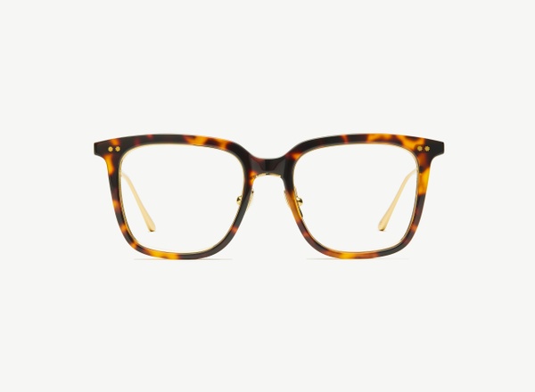 Front view of a pair of eyeglasses called the Manager in Tortoise