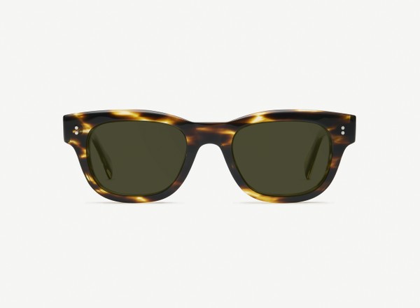 Front view of a pair of eyeglasses called the Navigator in Tobacco
