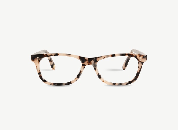 Front view of a pair of eyeglasses called the Romantic in Latte