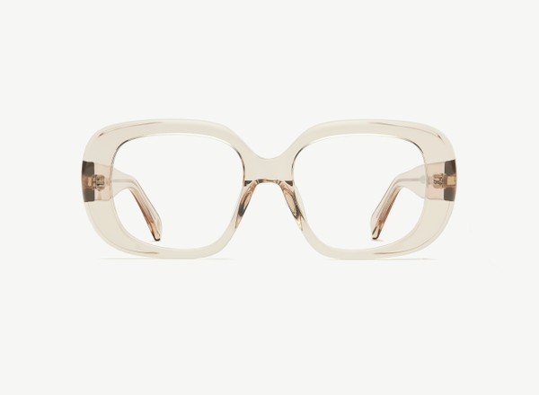 Front view of a pair of eyeglasses called the Fan in Nude