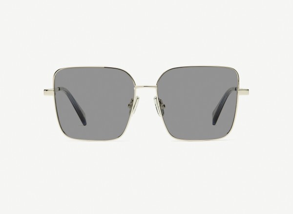 Front view of a pair of eyeglasses called the Writer in Silver