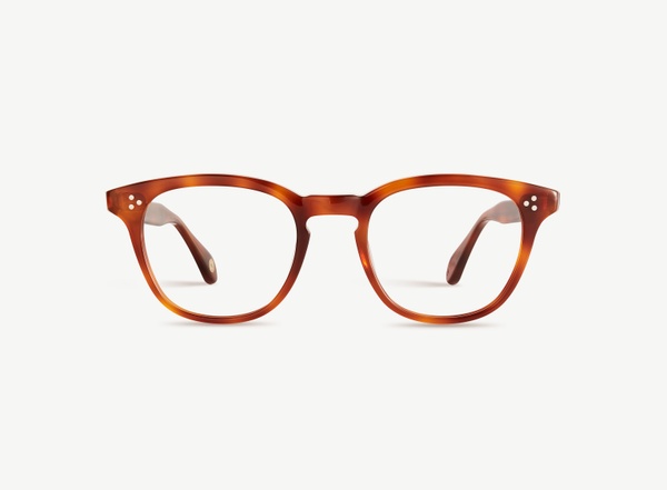 Front view of a pair of eyeglasses called the Believer in Amber