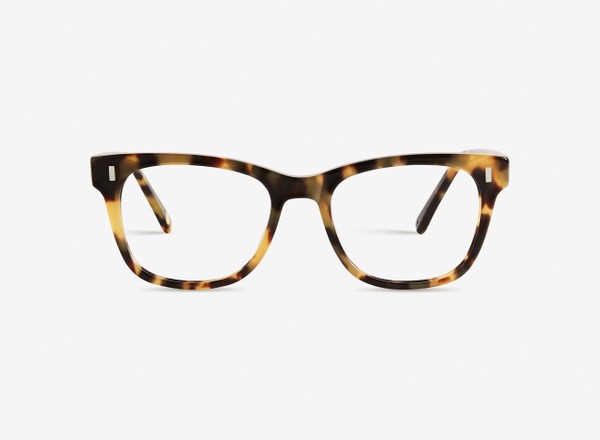 Front view of a pair of eyeglasses called the Actor in Turtle