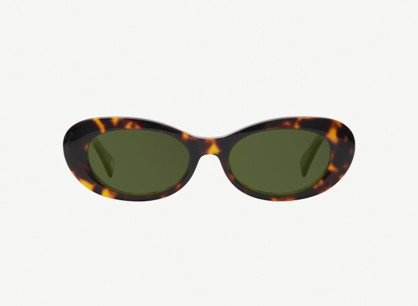 Front view of a pair of eyeglasses called the Oracle in Tortoise