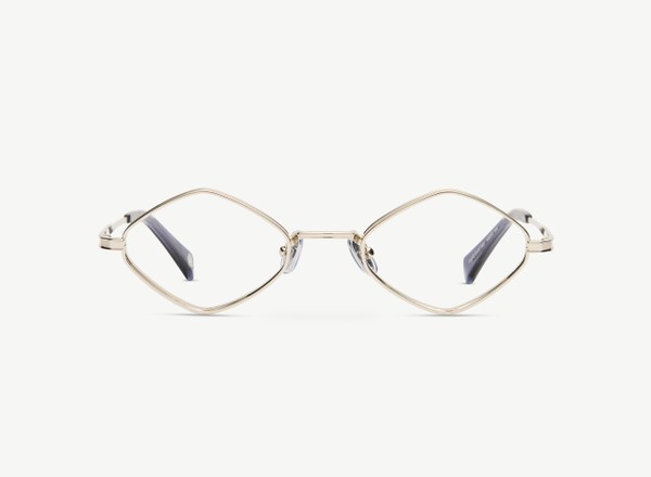 Front view of a pair of eyeglasses called the Trinity in Silver