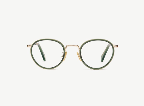 Front view of a pair of eyeglasses called the Author in Jade