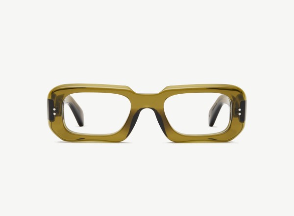 Front view of a pair of eyeglasses called the Ripple in Olive