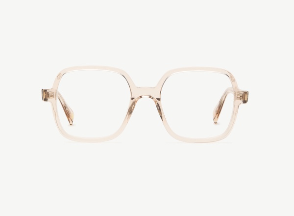 Front view of a pair of eyeglasses called the Reporter in Nude