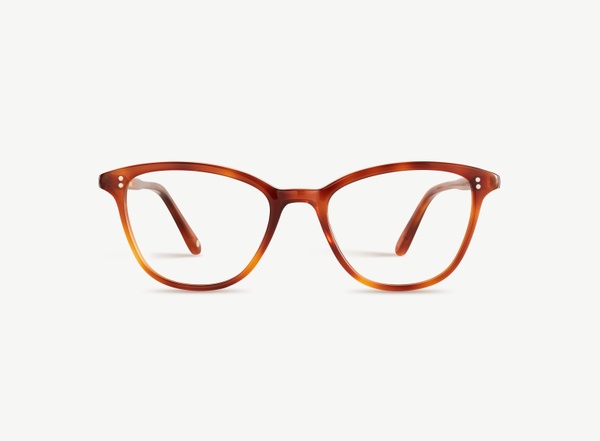 Front view of a pair of eyeglasses called the Dancer in Amber