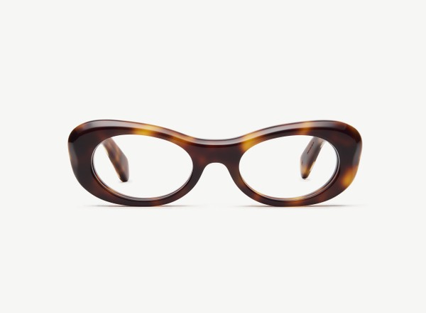 Front view of a pair of eyeglasses called the Flow in Tortoiseshell