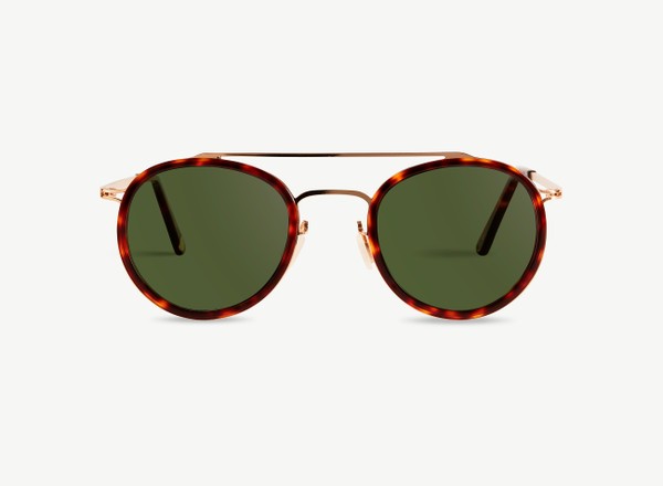 Front view of a pair of eyeglasses called the Player in Chocolate