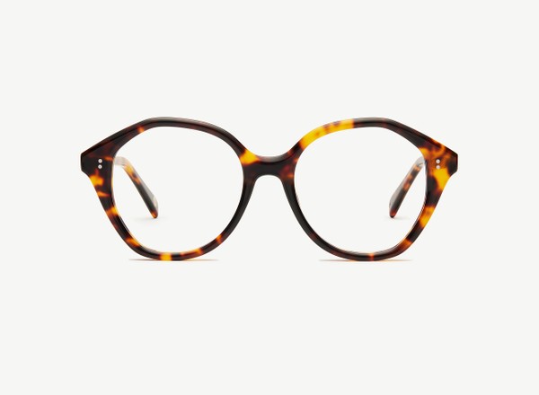 Front view of a pair of eyeglasses called the Angel in Tortoise