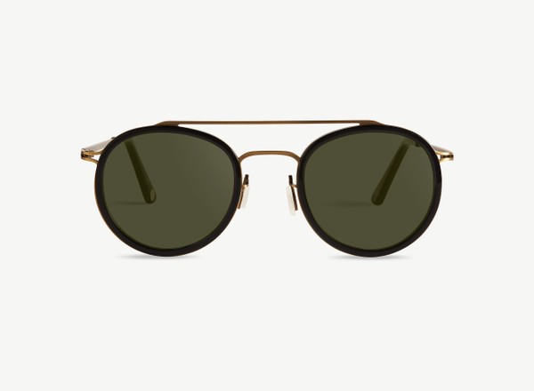 Front view of a pair of eyeglasses called the Player in Black