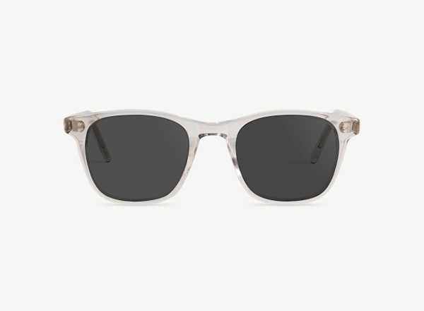 Front view of a pair of eyeglasses called the Bookworm in Smoke
