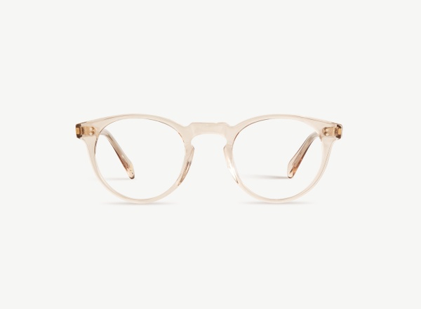 Front view of a pair of eyeglasses called the Bohemian in Nude