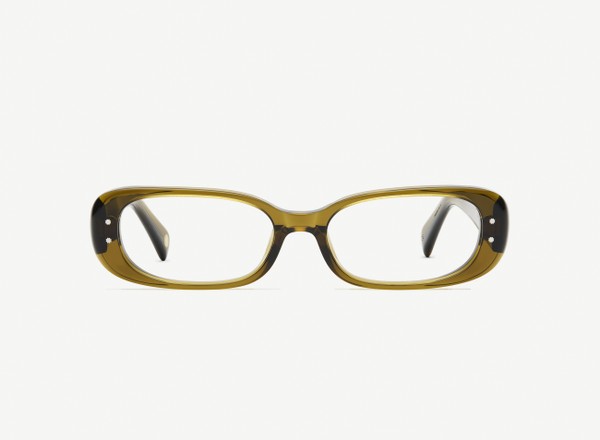 Front view of a pair of eyeglasses called the Nomad in Olive