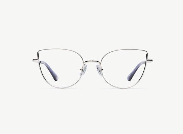 Front view of a pair of eyeglasses called the Charm in Silver