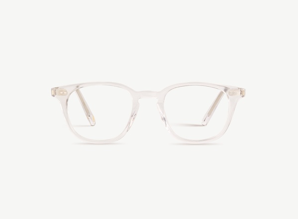 Front view of a pair of eyeglasses called the Samaritan in Crystal