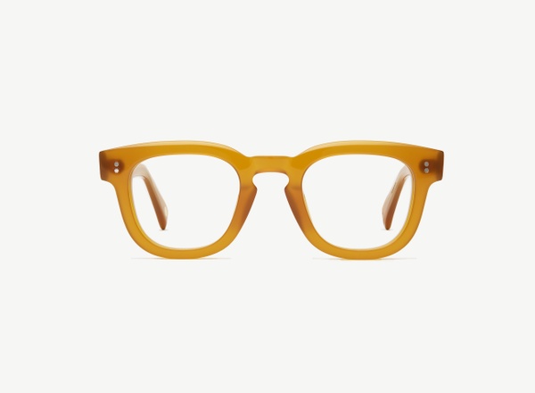 Front view of a pair of eyeglasses called the Romeo in Marigold