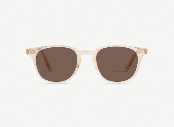 Front view of a pair of eyeglasses called the Samaritan in Nude
