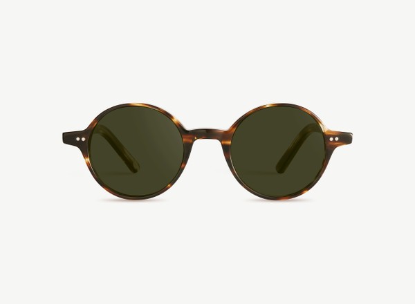 Front view of a pair of eyeglasses called the Visionary in Tobacco