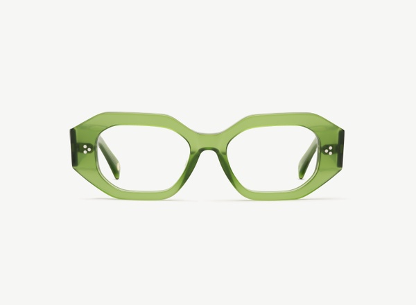 Front view of a pair of eyeglasses called the Rockstar in Fern