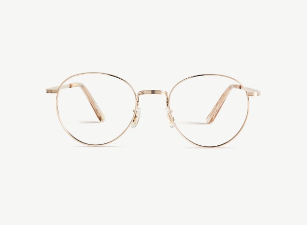 Front view of a pair of eyeglasses called the Prodigy in Gold