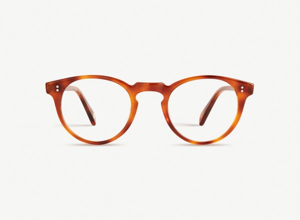 Front view of a pair of eyeglasses called the Bohemian in Amber