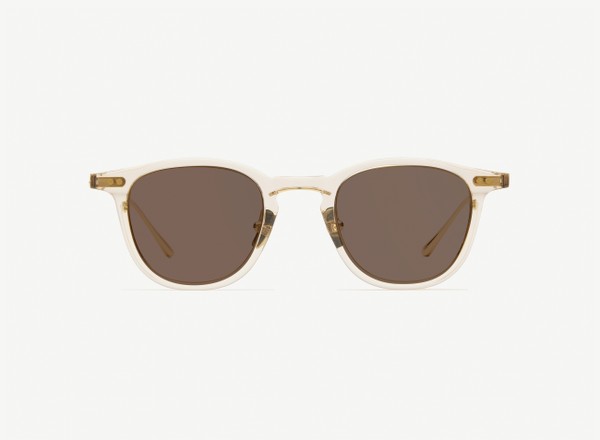 Front view of a pair of eyeglasses called the Critic in Nude