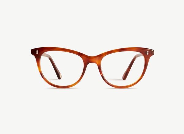Front view of a pair of eyeglasses called the Ballerina in Amber