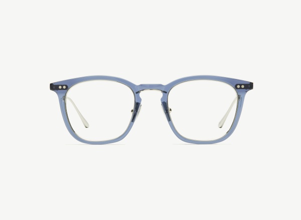 Front view of a pair of eyeglasses called the Trader in Midnight